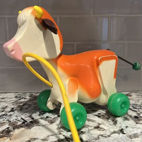 Vintage Fisher Price 1972 Vintage Molly Moo Cow Pull Toy, fisher price cow toy - Picture 1 of 6
